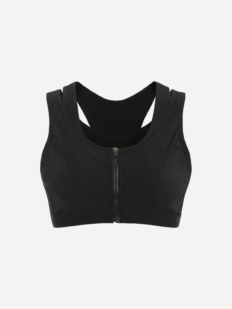 2 In 1 Zipper Sports Bra