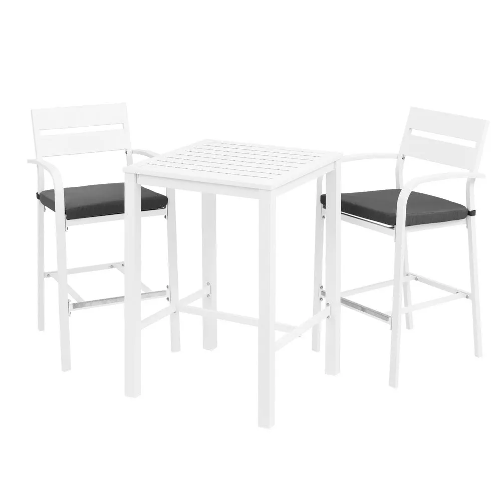 3 Piece Aluminium Outdoor Bar Set - White