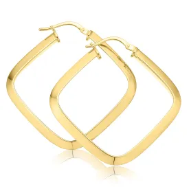 9ct Yellow Gold Silver Filled Square Hoop Earrings