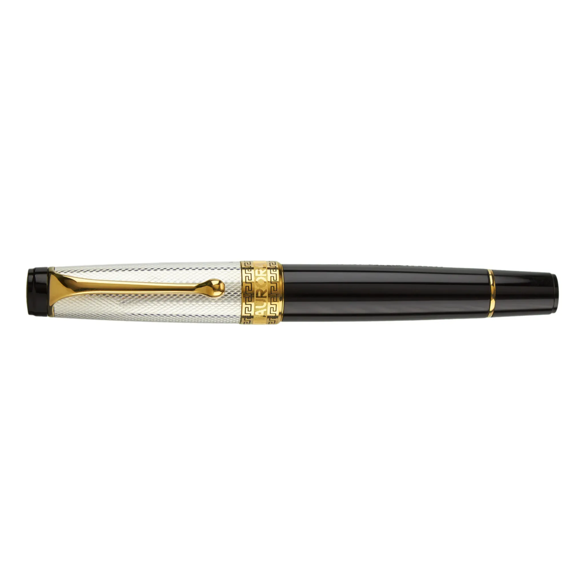 Aurora Optima Black Resin Silver Cap Fountain Pen