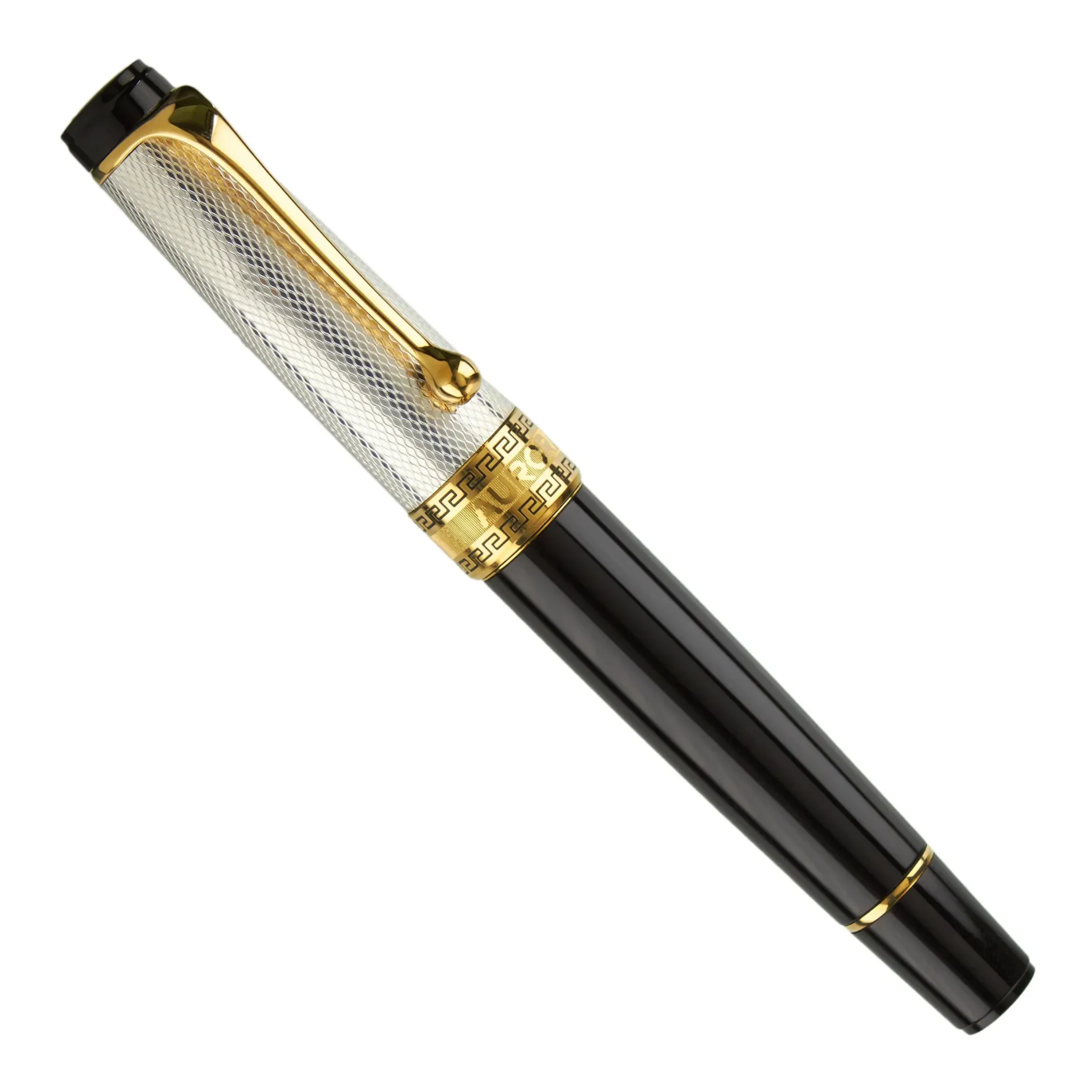 Aurora Optima Black Resin Silver Cap Fountain Pen