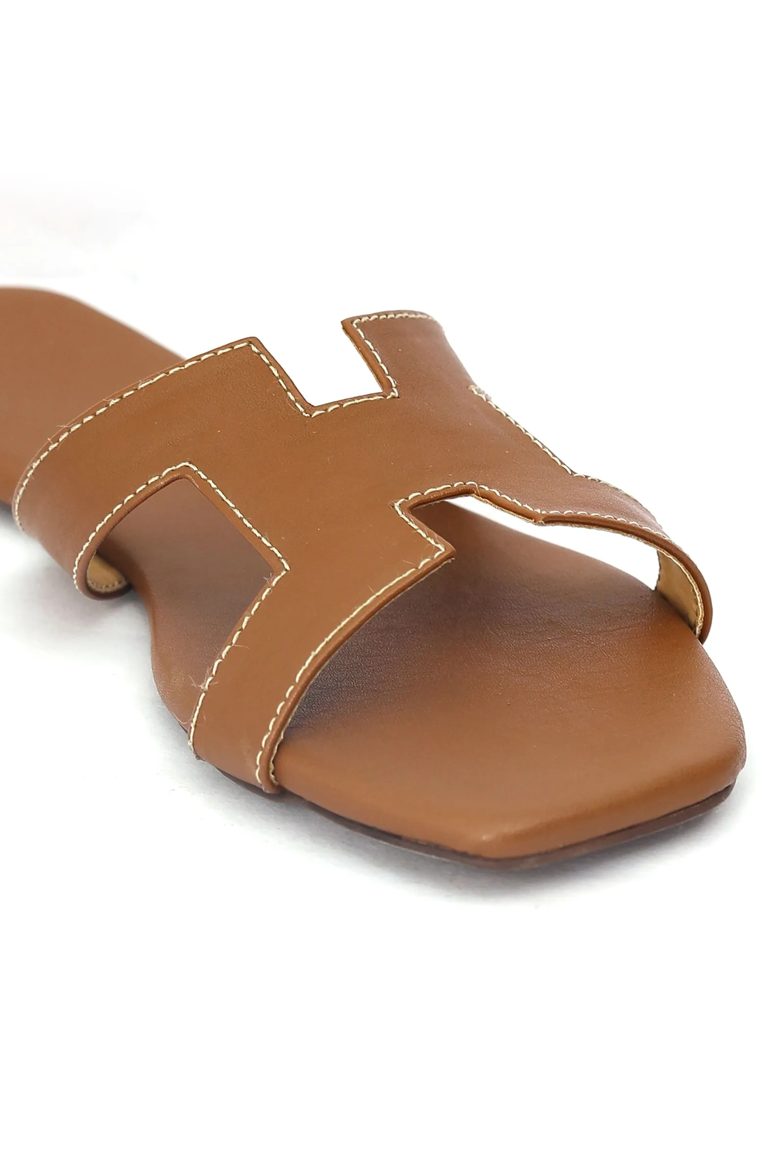 Bark Brown Cruelty Free Leather Sliders