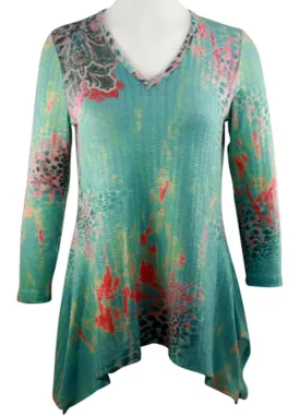 Boho Chic Long Sleeve V-Neck Sharkbite Hem Tunic Top - Destiny's Child