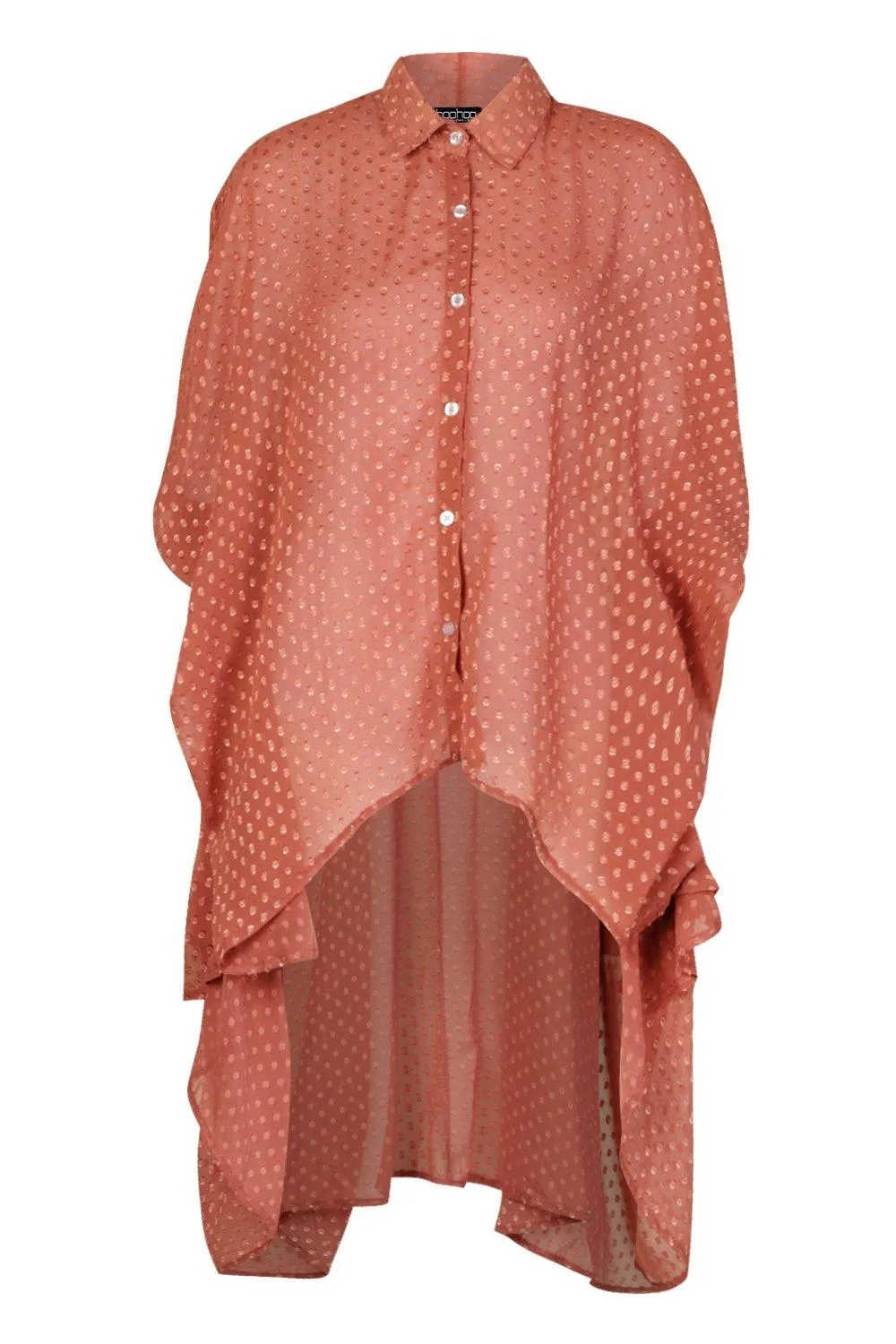 Boohoo Oversized Dobby Chiffon Maxi Shirt, Rose