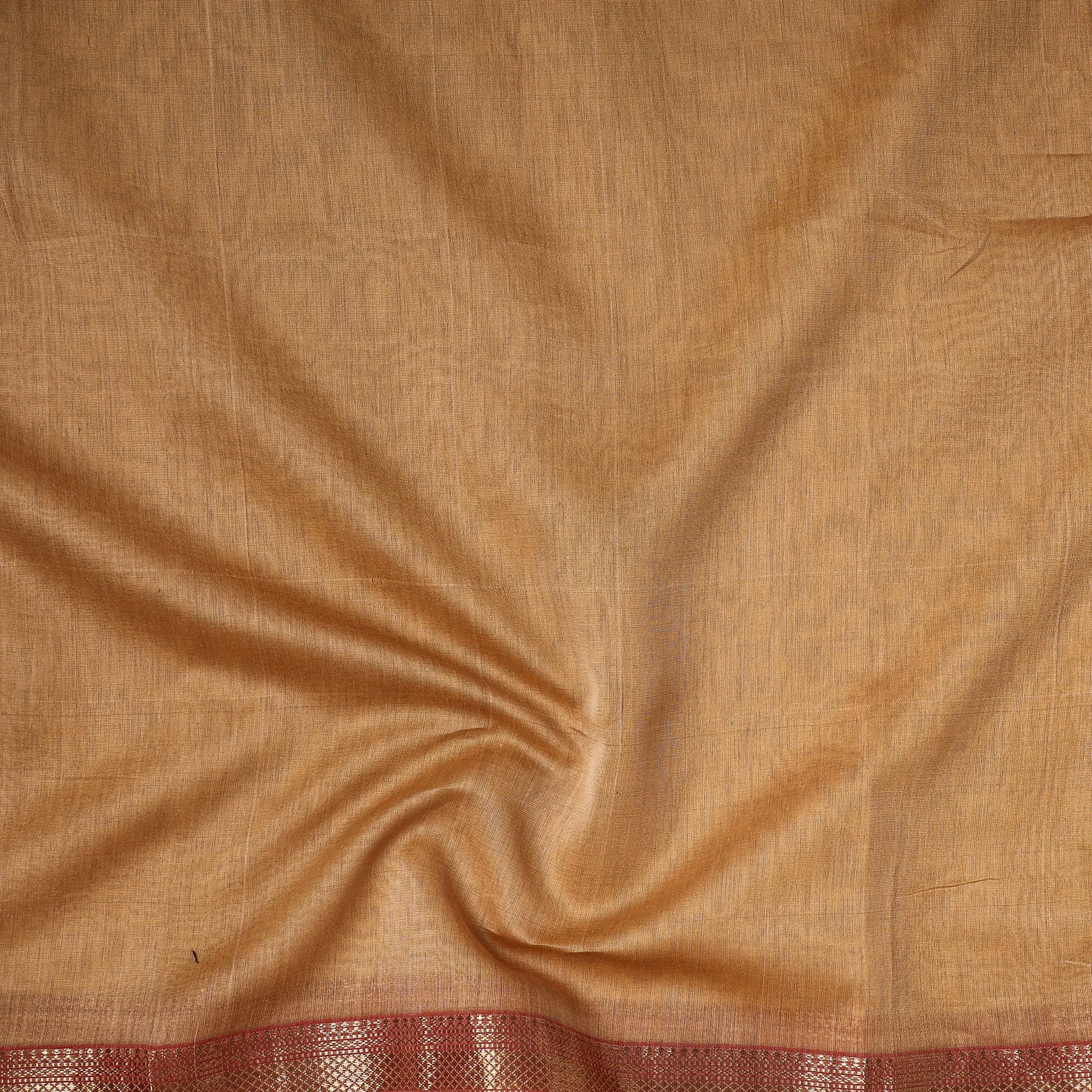 Brown - Traditional Chanderi Silk Handloom Precut Fabric (0.6 meter)