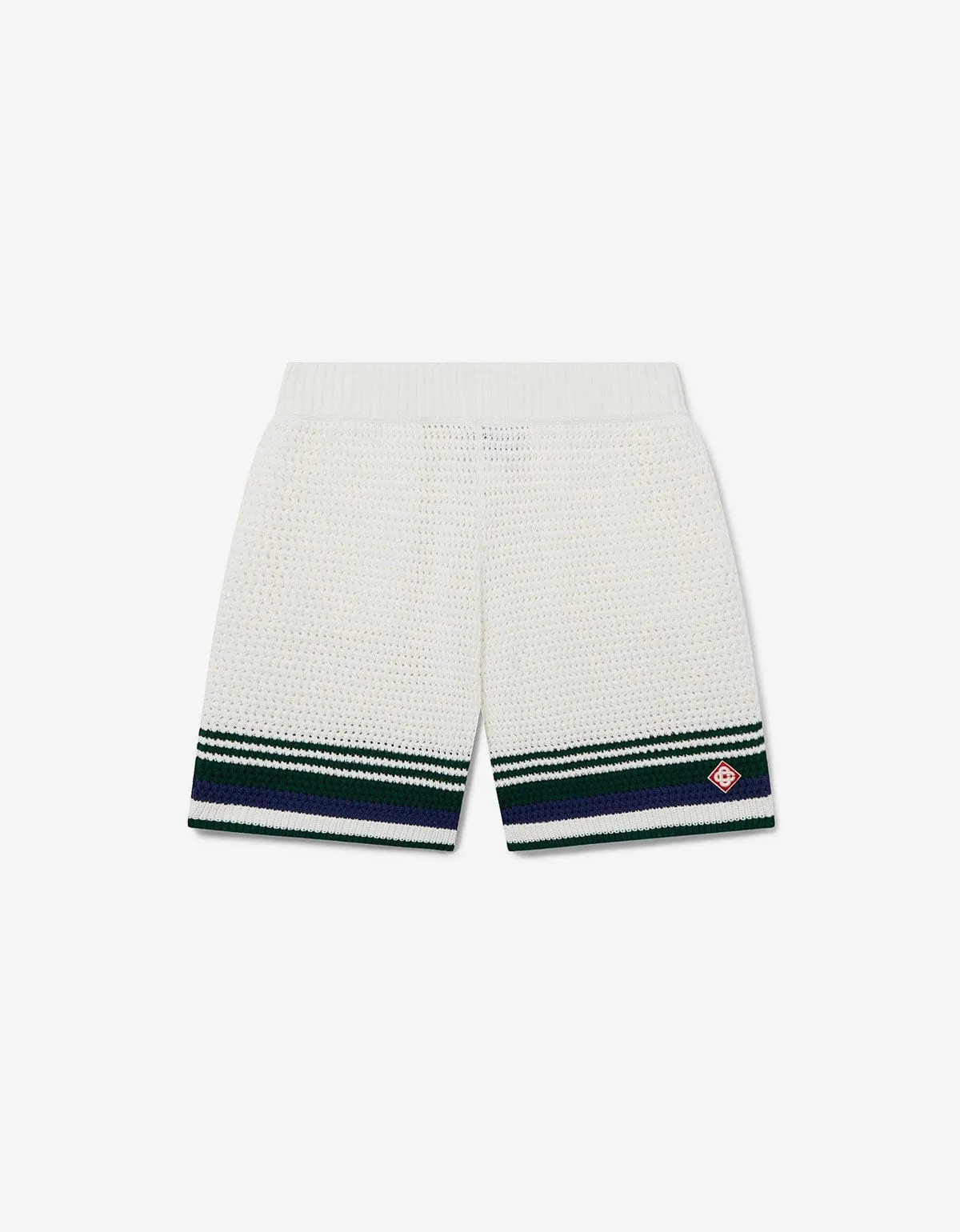 Casablanca White & Blue Crochet Tennis Shorts