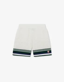 Casablanca White & Blue Crochet Tennis Shorts