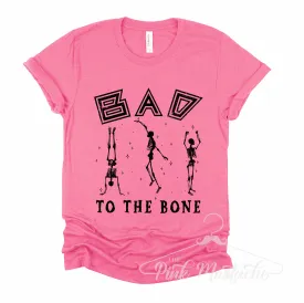 Charity Pink Bad To The Bone Adult Sized Softstyle Tees/ Halloween Style / Fall Style