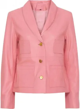 Classy Pink Rose Jacket in Goat Suede