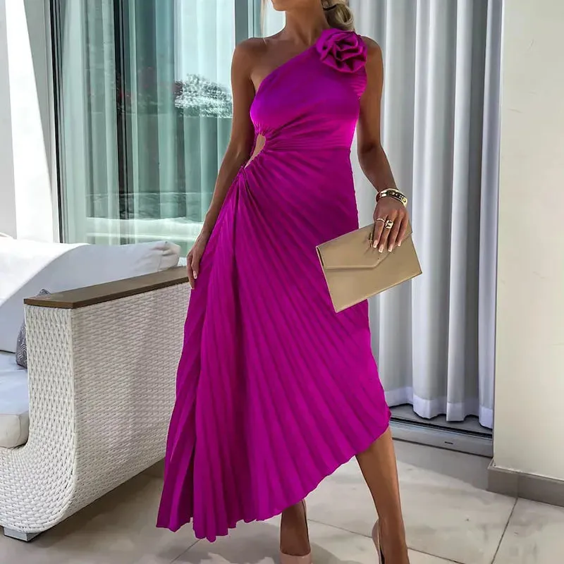 Commute Floral Shoulder Hollow Waist Formal Fashion Office Elegant Elegant Dress