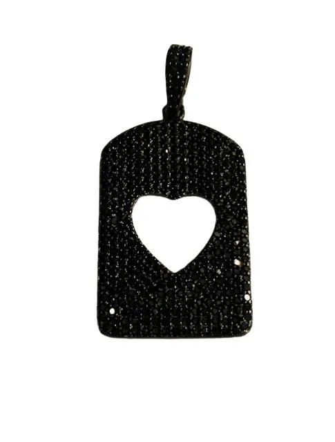 Dog Tag CZ Open Heart Dog Tag Charm