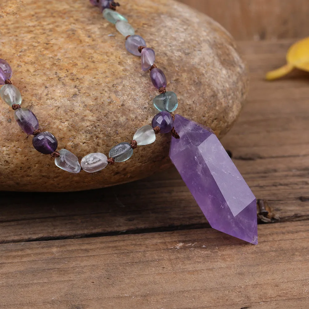 Fashionable Natural Rainbow Fluorite Bead Necklace