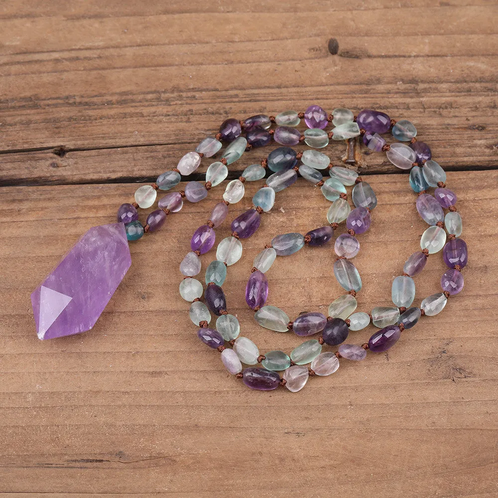 Fashionable Natural Rainbow Fluorite Bead Necklace