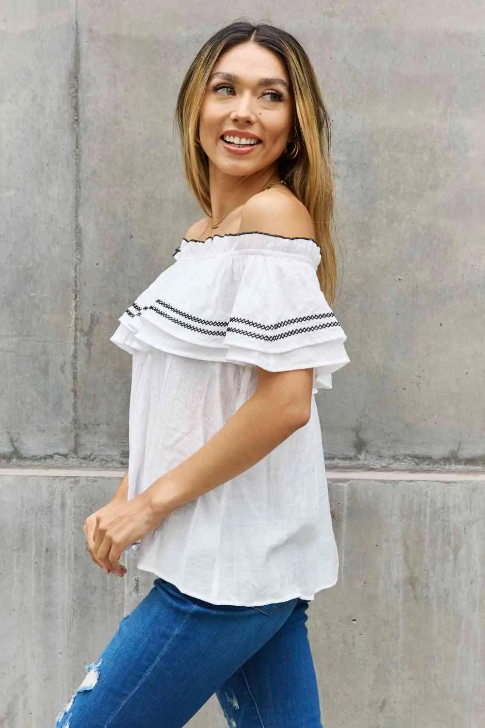 Full Size Off The Shoulder Ruffle Blouse