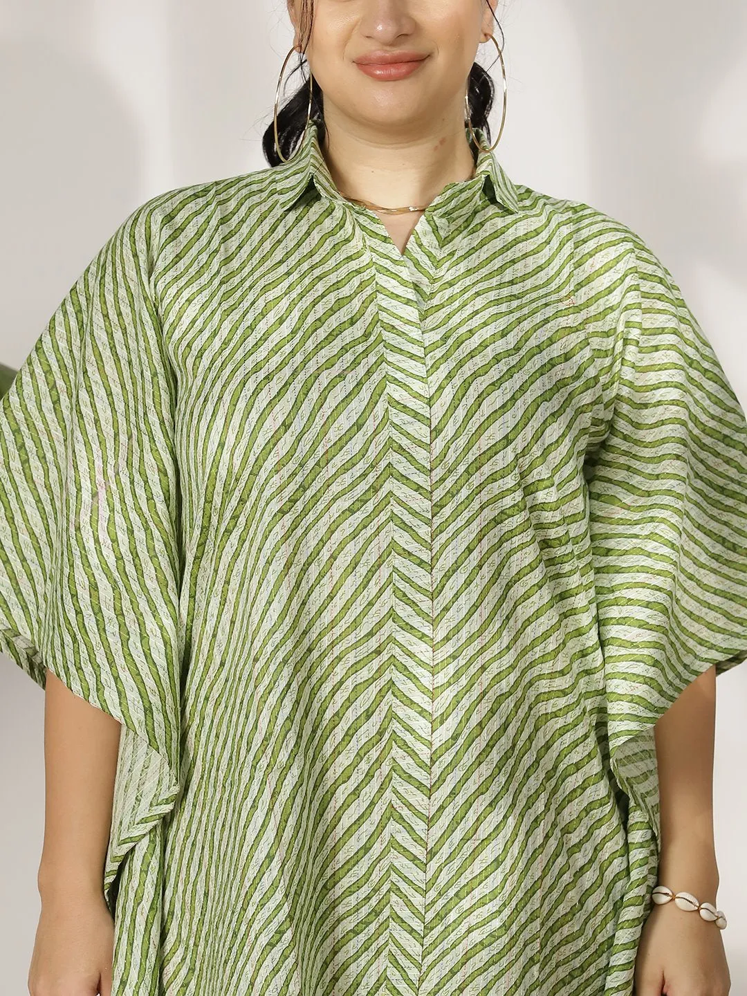 GreenStripes Cotton ShirtKaftan