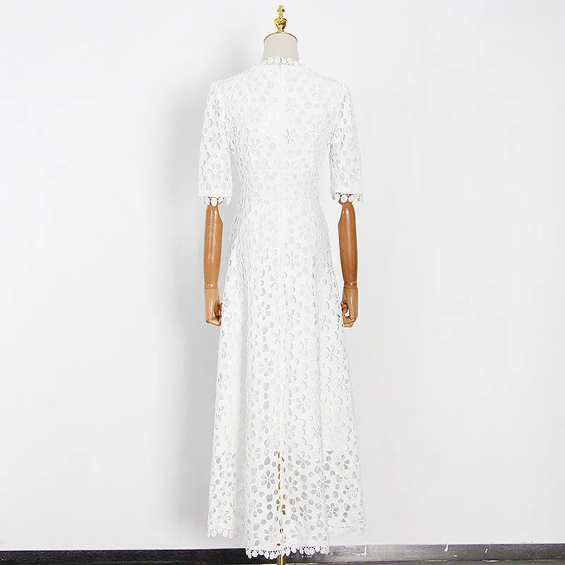 Haley White Embroidered Maxi Dress