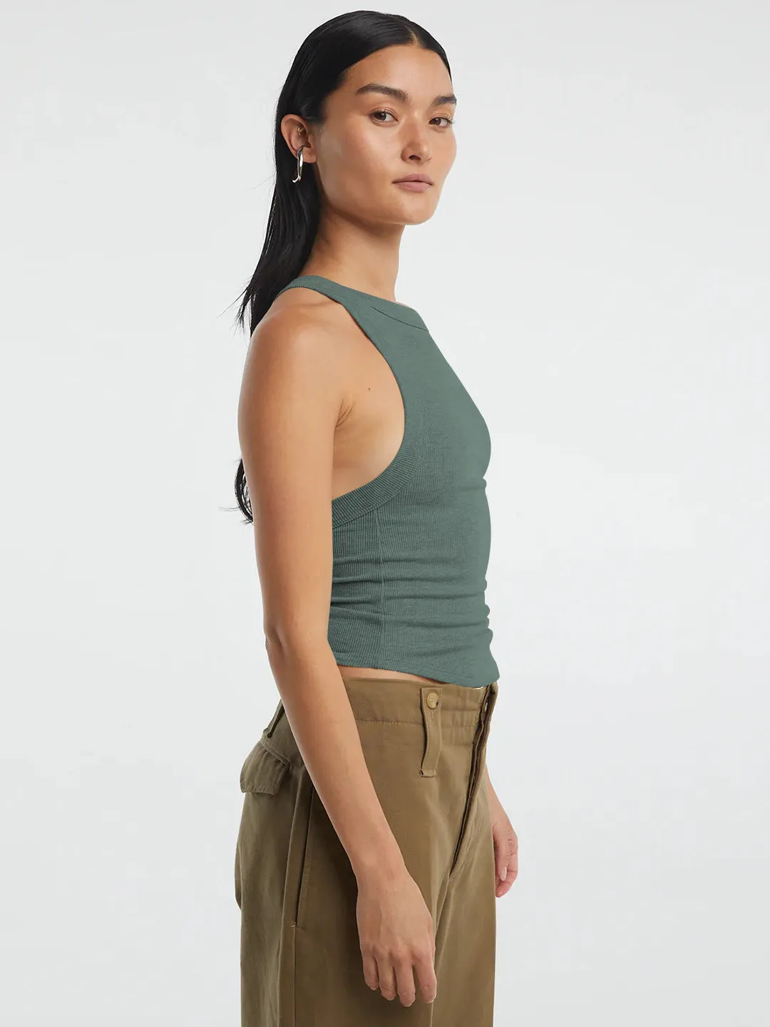 Halter Neck Ribbed Cropped Top