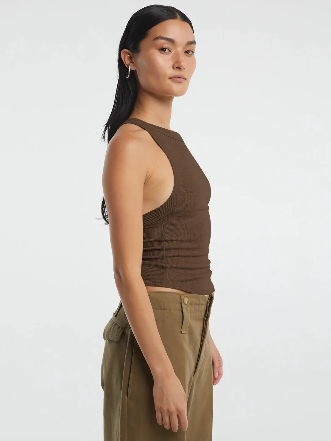 Halter Neck Ribbed Cropped Top