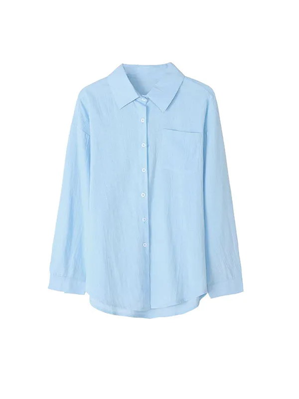 High-Low Long Sleeves Split-Joint Lapel Blouses