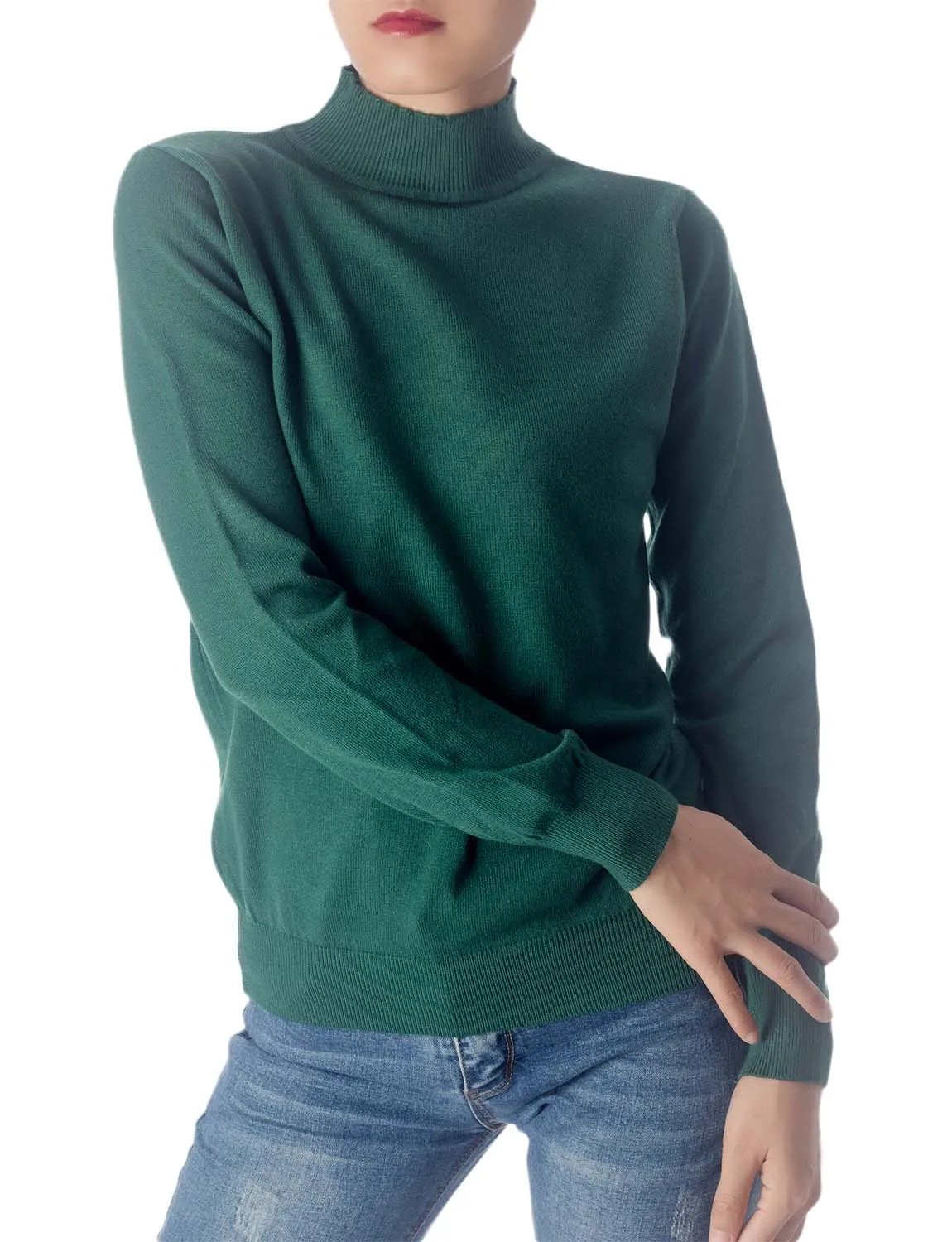 iB-iP Women's Turtleneck Jumpers Long Sleeve Knitwear Tops Pullover Sweater