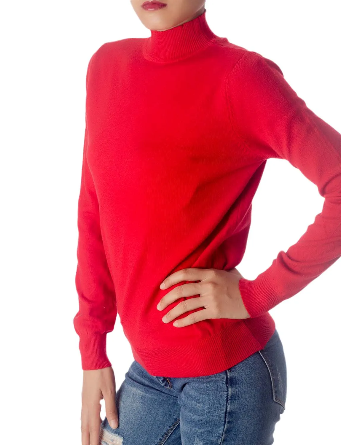 iB-iP Women's Turtleneck Jumpers Long Sleeve Knitwear Tops Pullover Sweater