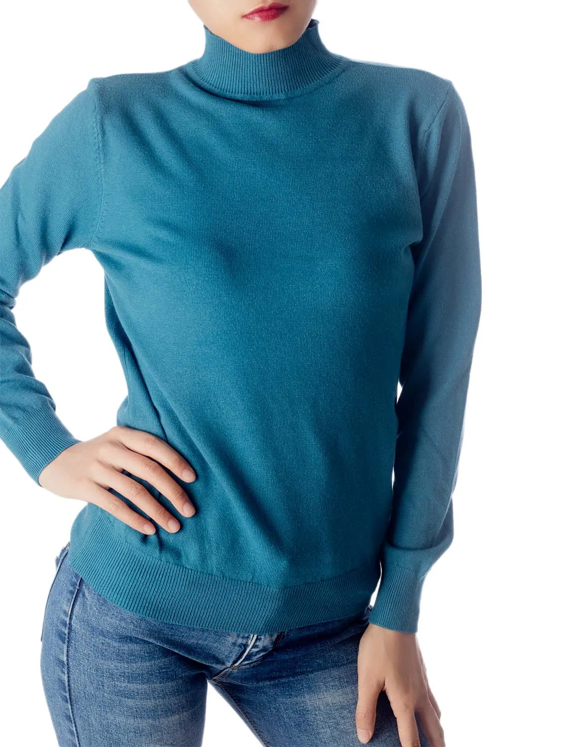 iB-iP Women's Turtleneck Jumpers Long Sleeve Knitwear Tops Pullover Sweater