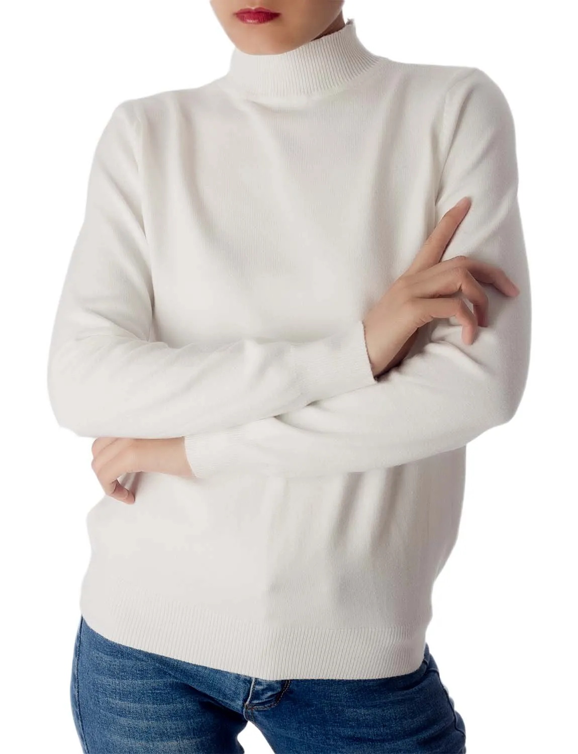 iB-iP Women's Turtleneck Jumpers Long Sleeve Knitwear Tops Pullover Sweater