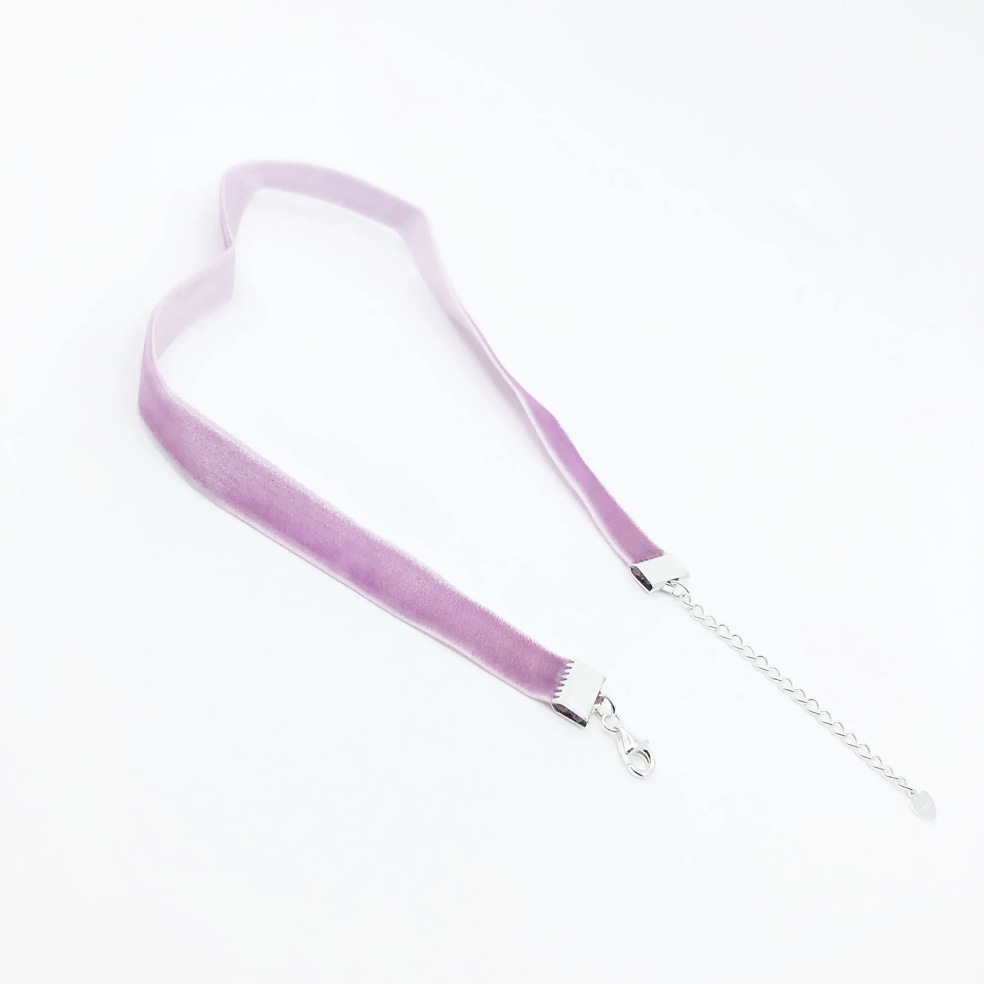 Lavender Velvet Choker Necklace with Silver Adjustable Chain