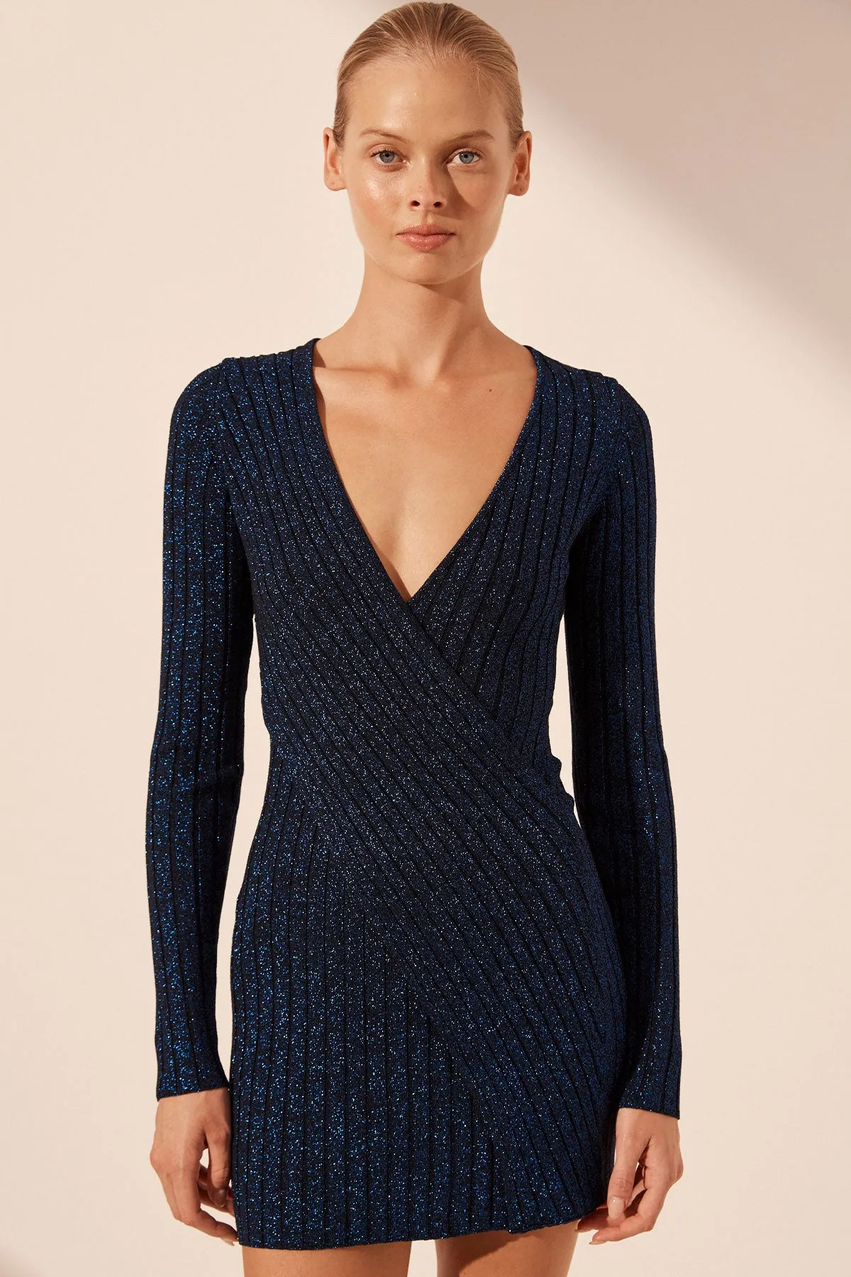 LIVIA LONG SLEEVE MINI DRESS - NIGHT SKY