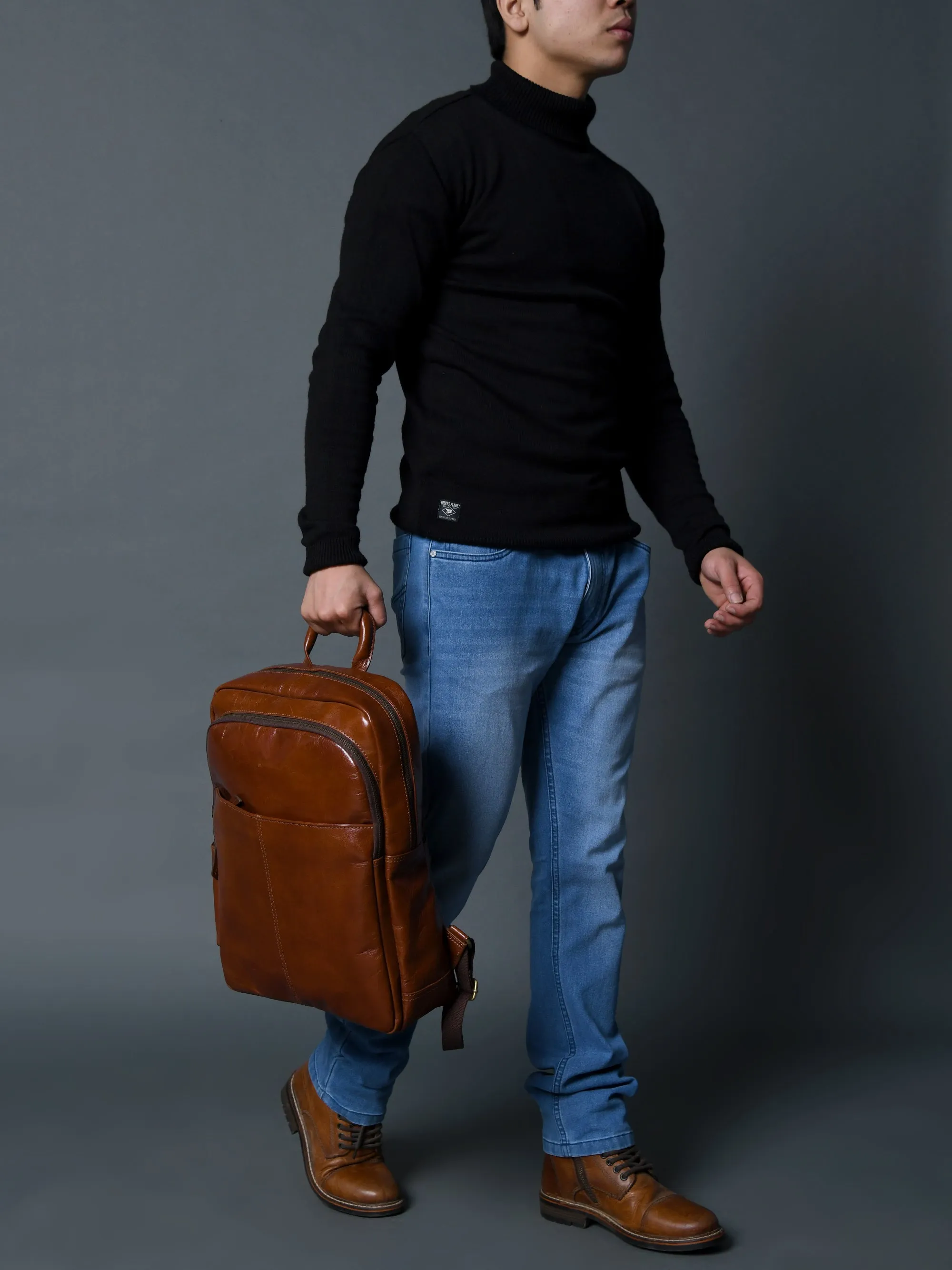 Luxury Italian Leather Backpack, Tan