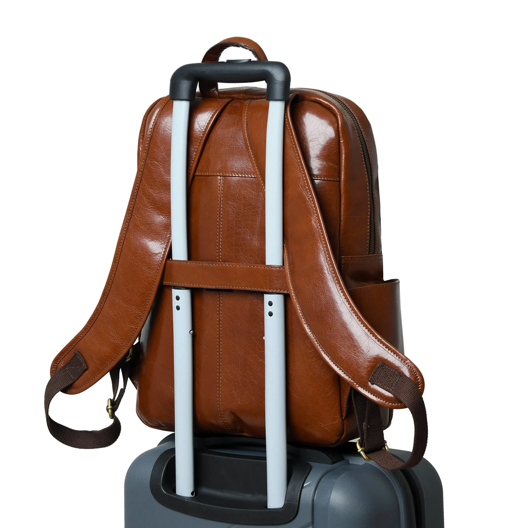 Luxury Italian Leather Backpack, Tan