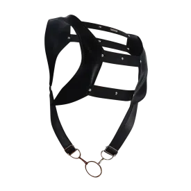 Male Basics Dngeon Leather Crop Top Harness w Penis Ring Animal Print Mamba One Size