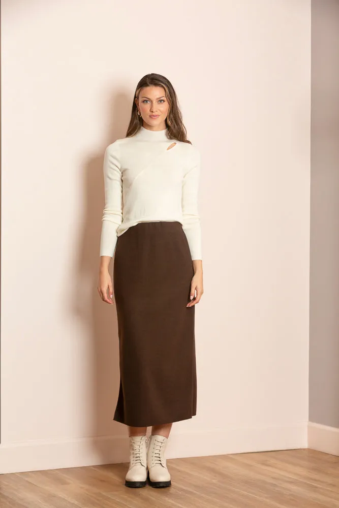 Melissa Wool Blended Ponte Midi Skirt