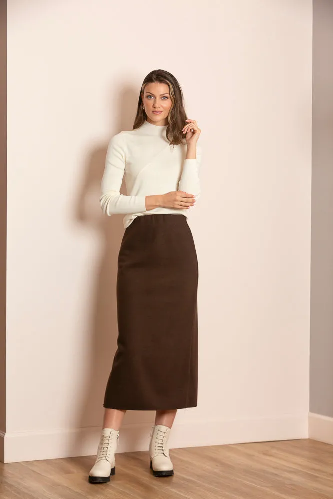 Melissa Wool Blended Ponte Midi Skirt