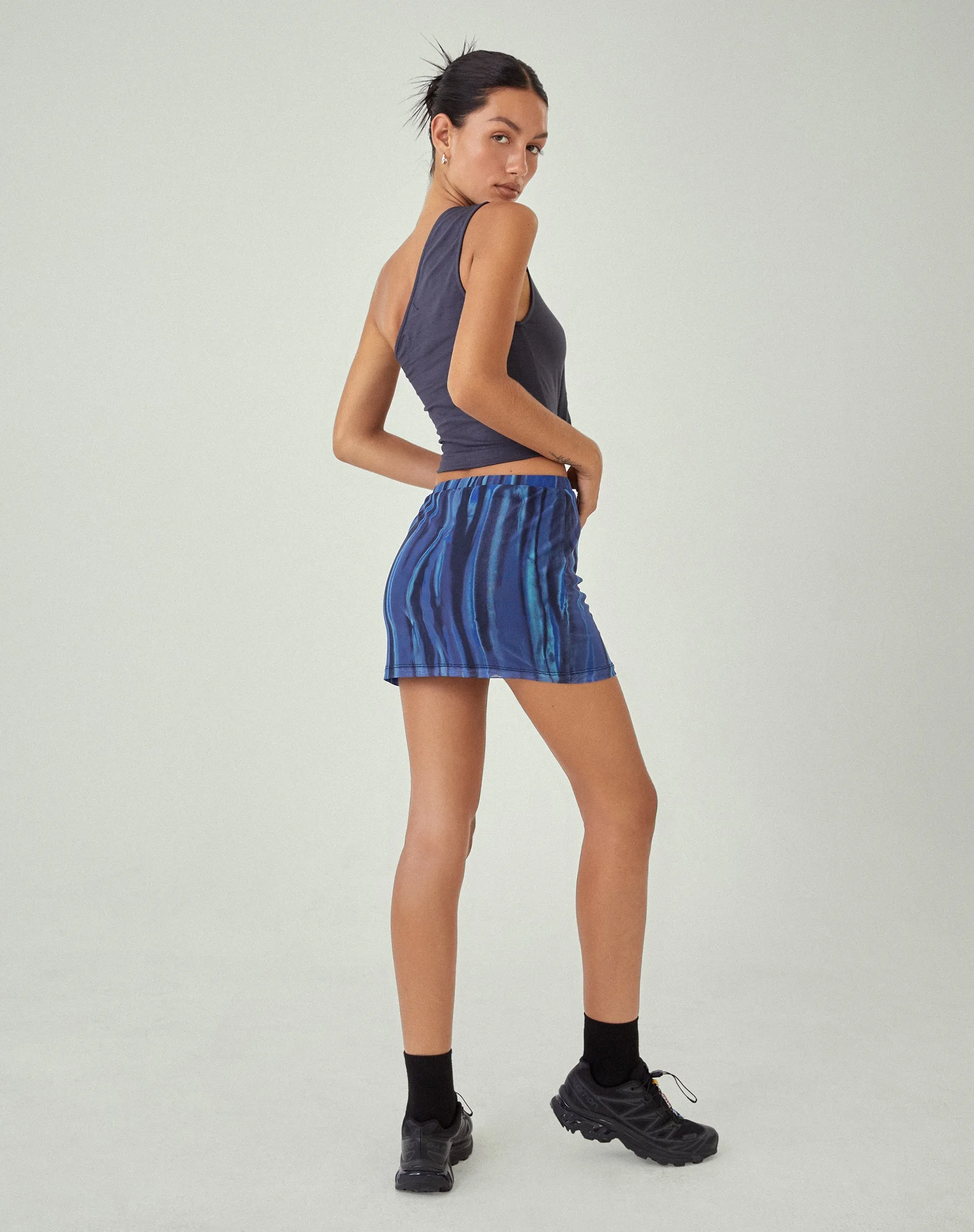 MOTEL X JACQUIE Pelma Mini Skirt in Colour Bleed Blue