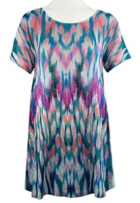 Nally & Millie - Purple Gradient, Scoop Neck, Short Sleeve, Lightweight Tunic