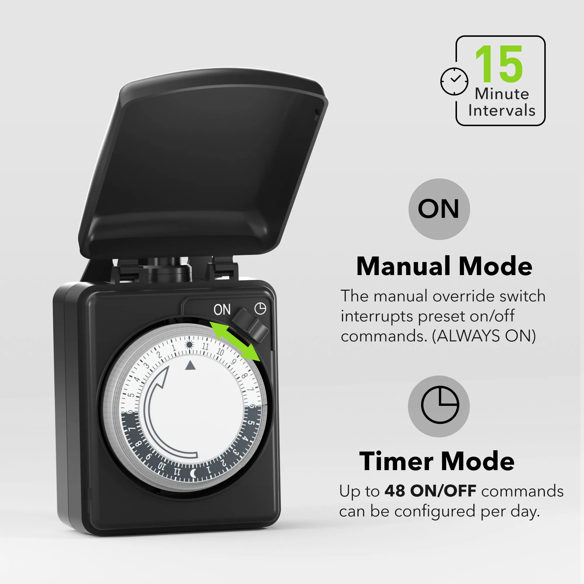 Outdoor Mechanical 24 Hour Programmable Dual Outlet Timer BN-LINK