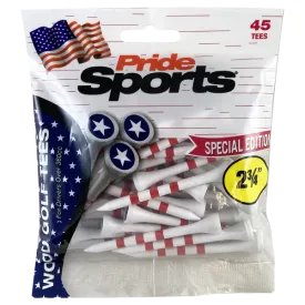 Pride Sports Stars and Stripes Wooden Tees - 45 pcs pack