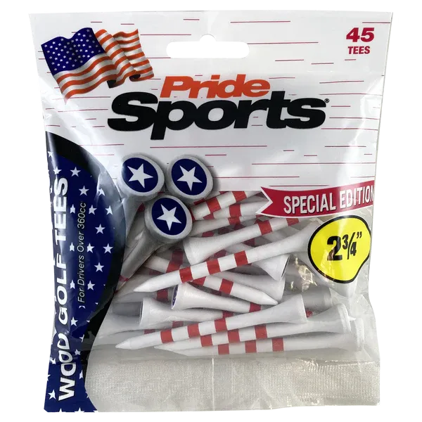 Pride Sports Stars and Stripes Wooden Tees - 45 pcs pack