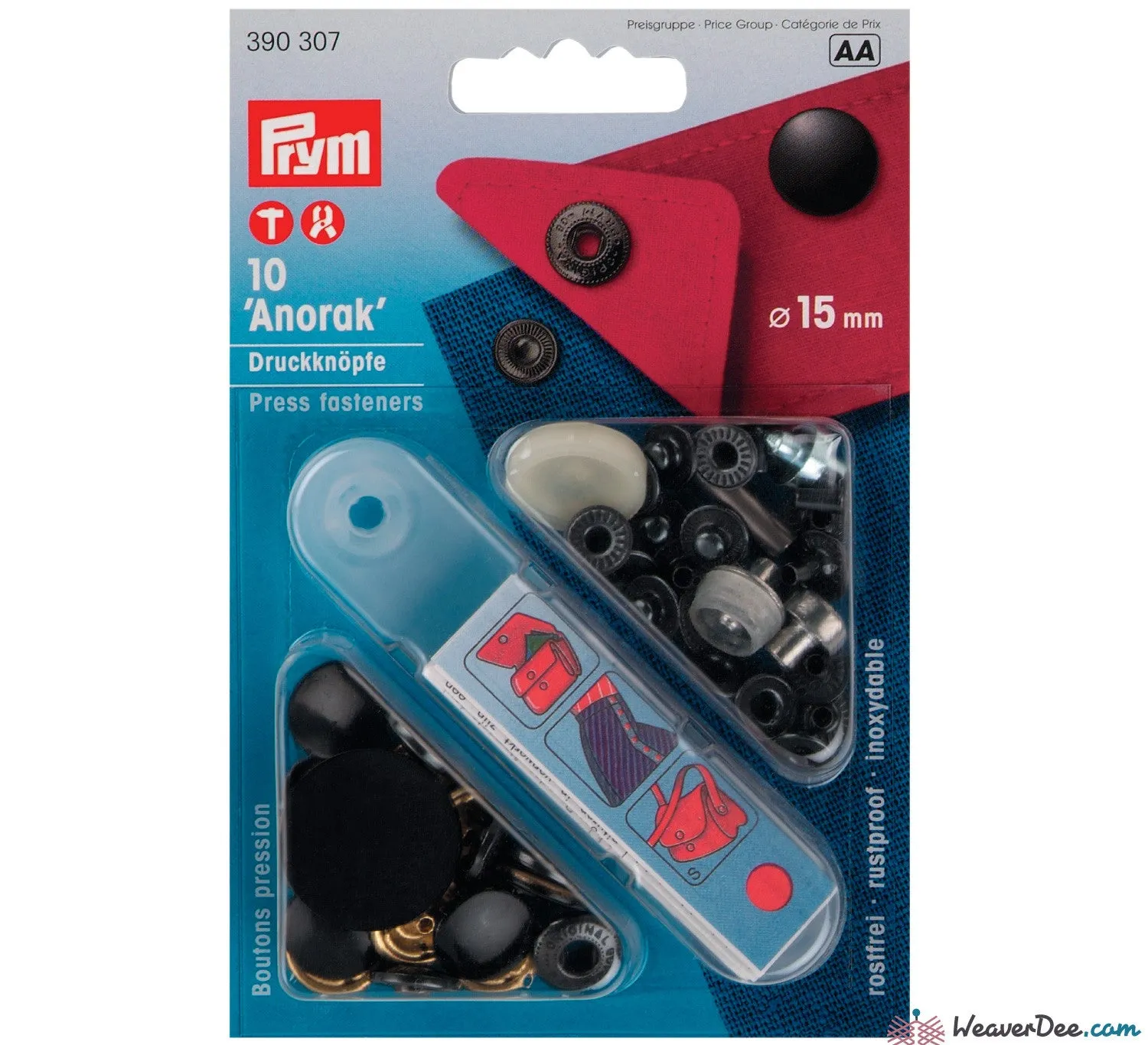 PRYM Press Studs (No-Sew) - Black 15mm: Pack of 10