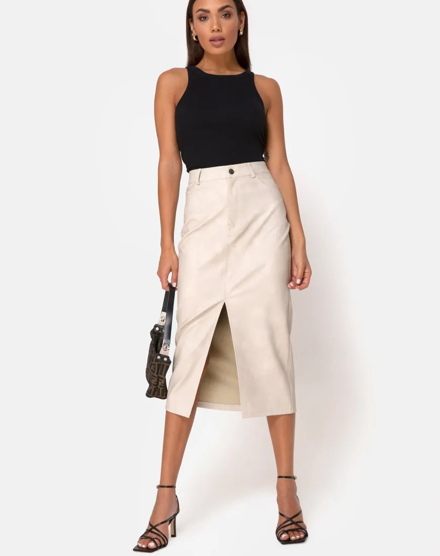 Pyra Midi Skirt in PU Stone