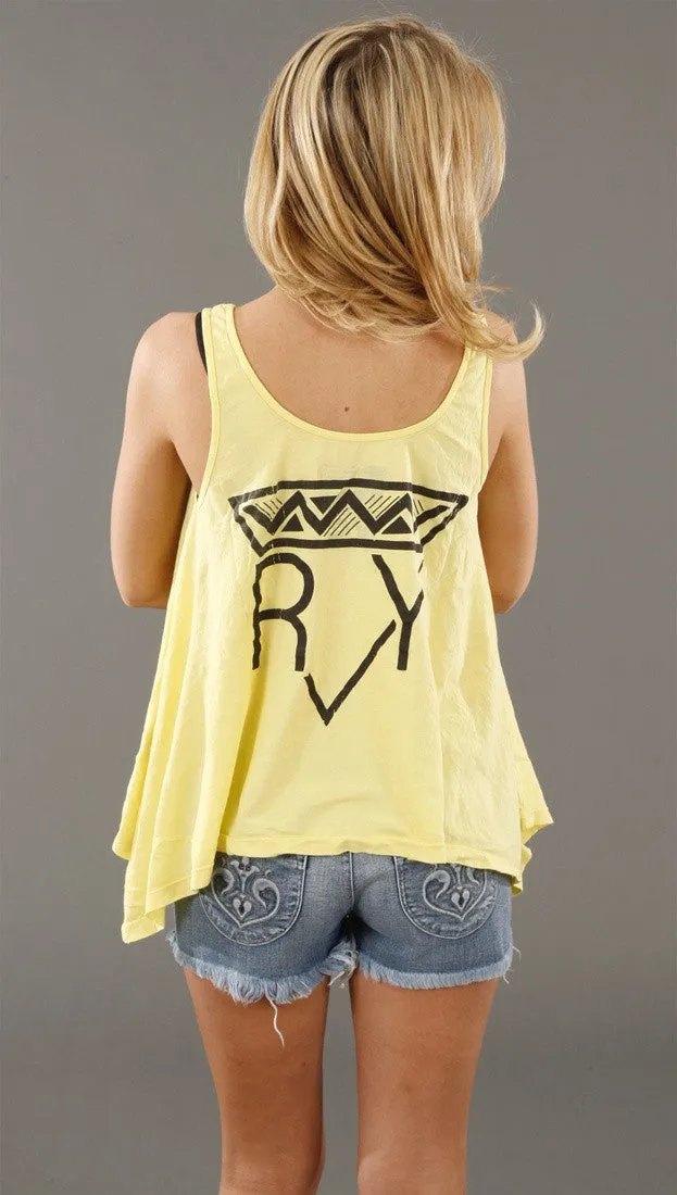 Rebel Yell Malibu Wave Hankie Tank in Pale Yellow