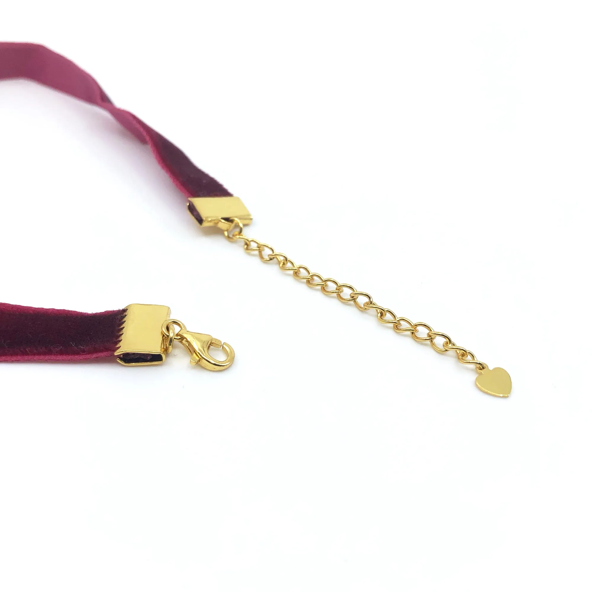 Ruby Red Velvet Choker Necklace with Adjustable Chain