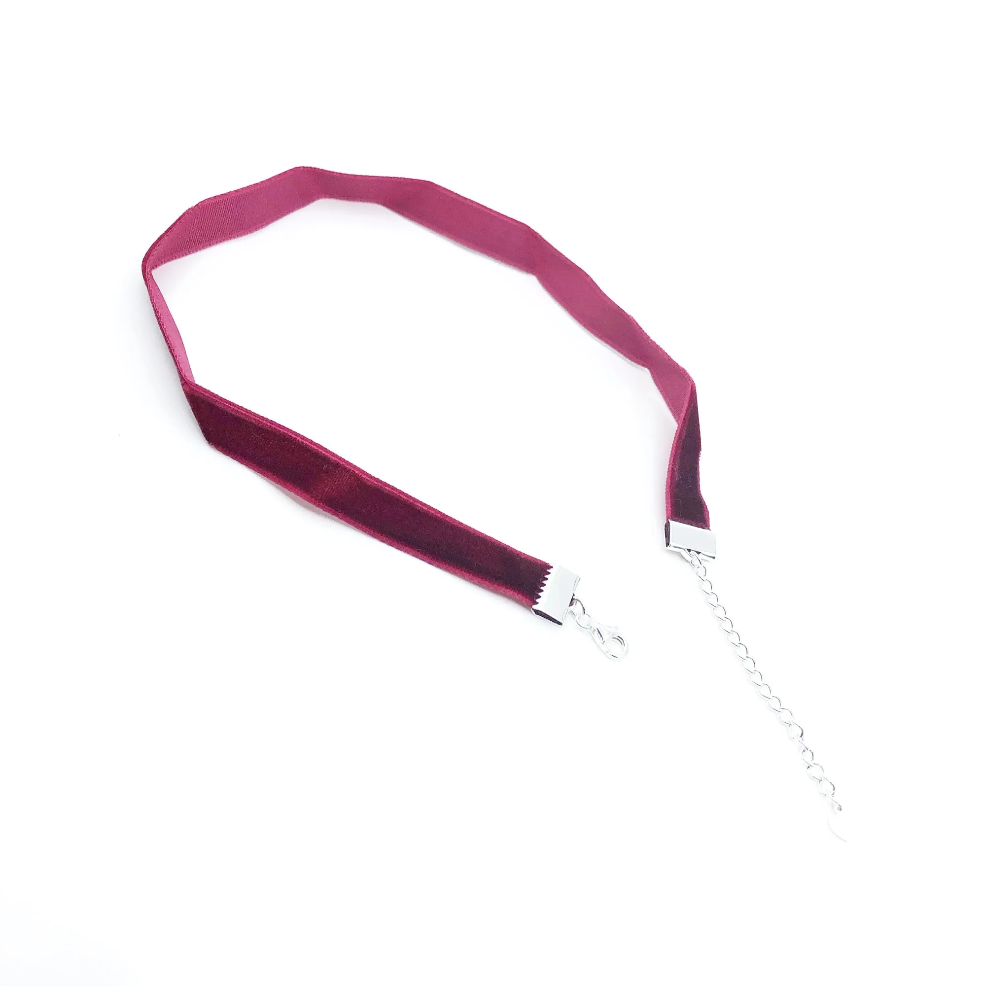 Ruby Red Velvet Choker Necklace with Adjustable Chain