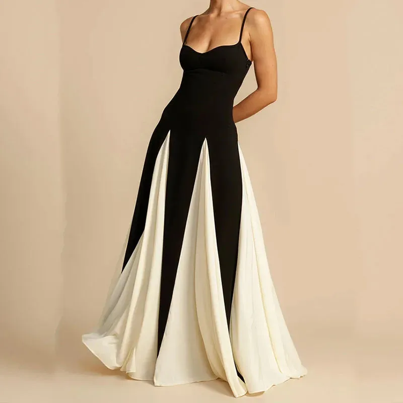 Sleeveless Contract Color Club Show Style Drape Pleat Fashion Splicing Tube Tops Elegant Sexy Dress