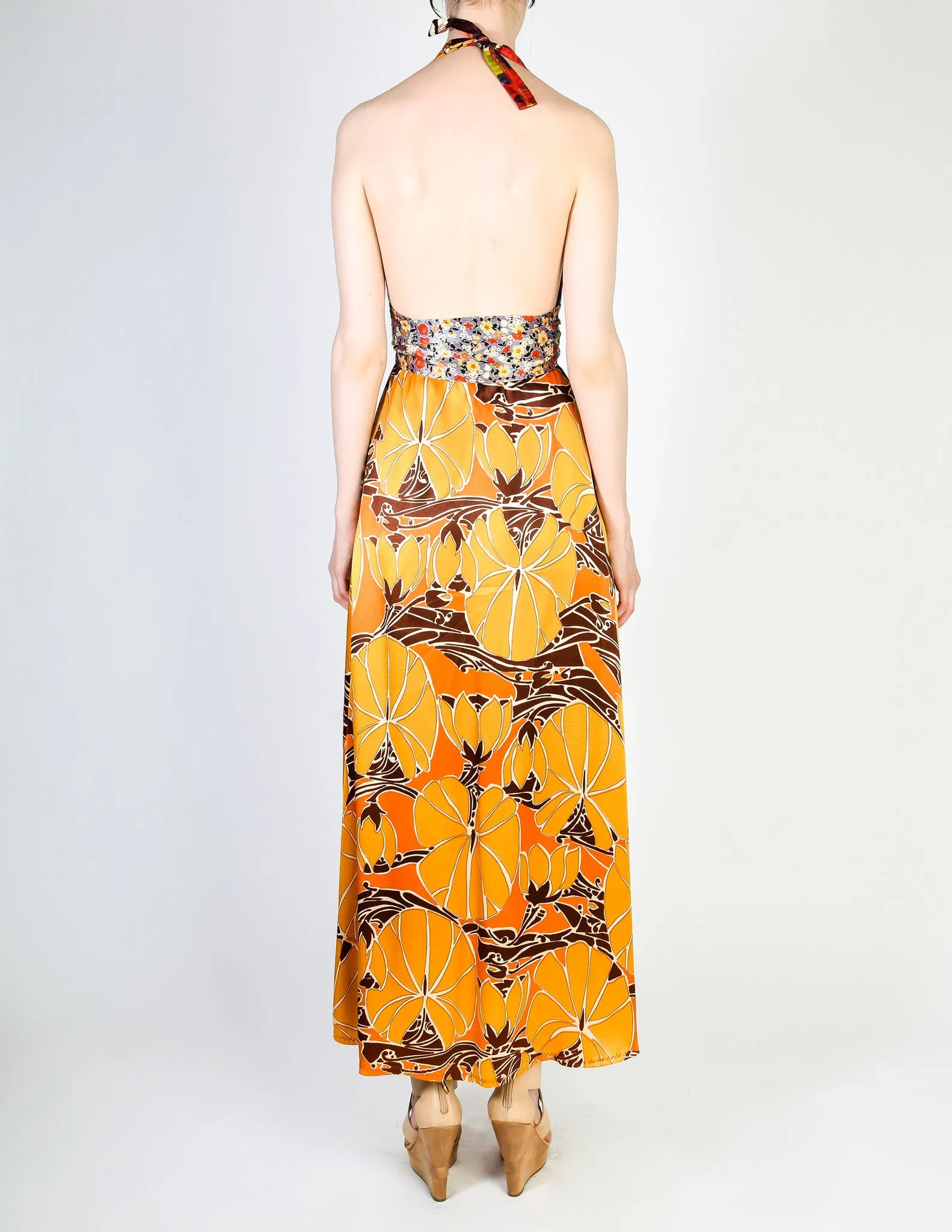 Stephen Burrows Vintage Floral Halter Wrap Dress