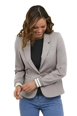 STRIPED CUFF SPORTY GREY BLAZER