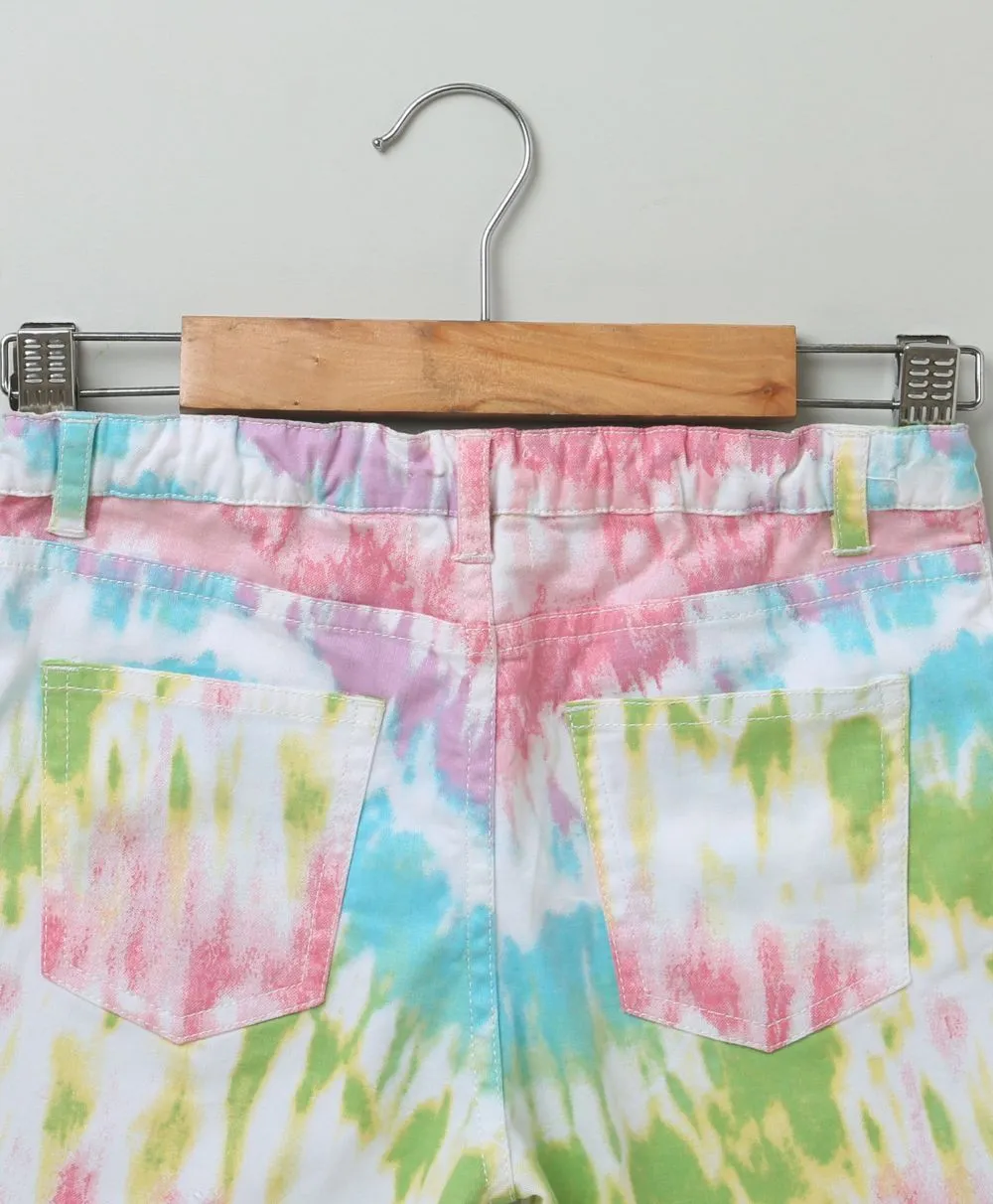 Sweetlime By AS Tie & Dye organic Cotton twill Shorts- Multi