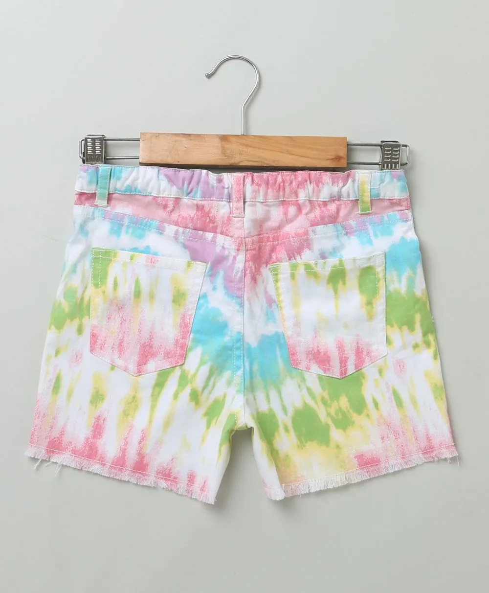 Sweetlime By AS Tie & Dye organic Cotton twill Shorts- Multi