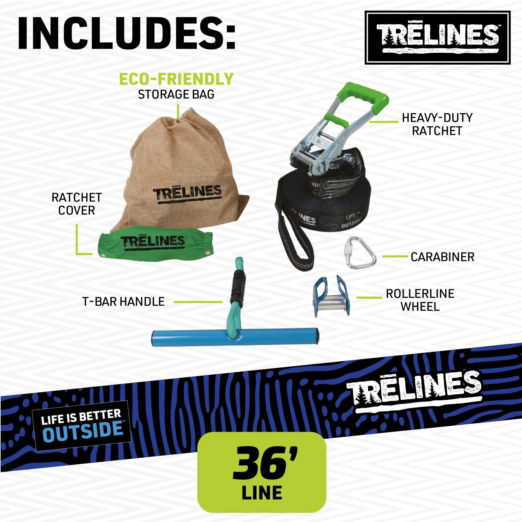 TRELINES Roller Adventure Line 36ft.